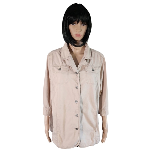 Carroll Reed tan quarter sleeves classic buttoned jacket,plus size 18W - Picture 1 of 9